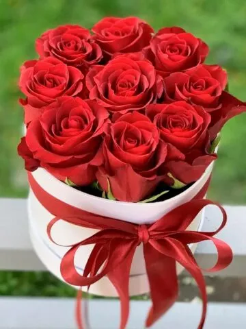 9 roses in a box