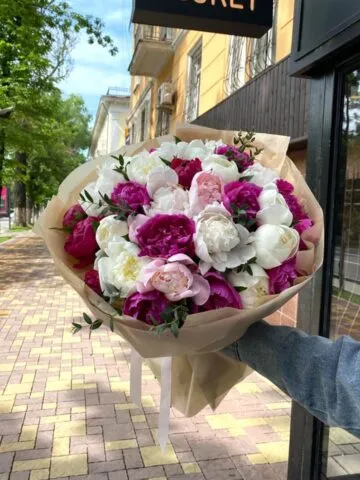 Bouquet of colorful peonies