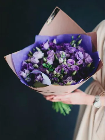 Purple lisianthus bouquet