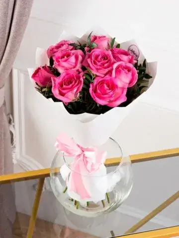 Bouquet of 9 pink roses