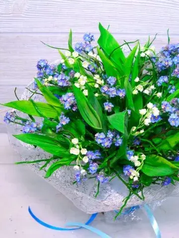 Bouquet of forget-me-nots and lilies of the valley