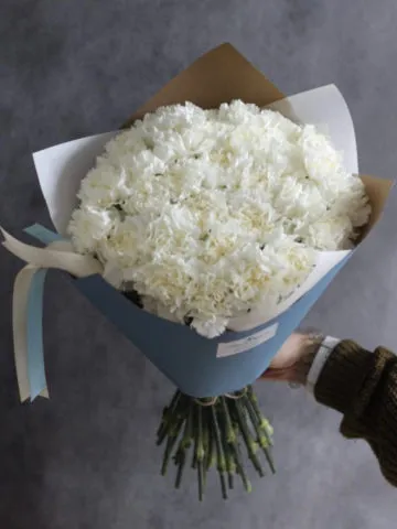 A bouquet of white carnations