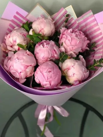 Bouquet of 7 pink peonies